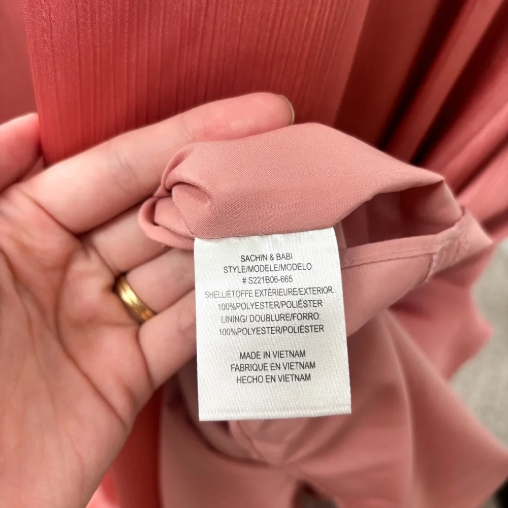 NWT‎ Sachin + Babi Chelsea One Shoulder Bow Rouge Dusty Pink Gown Dress